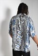 VINTAGE CRAZY PATTERNED HAWAIIAN SHIRT GREY