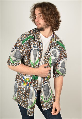 VINTAGE ABSTRACT CRAZY PATTERN FESTIVAL SHIRT