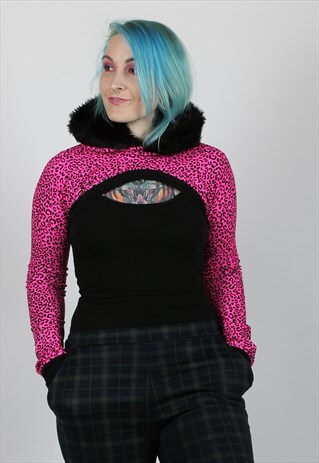 PINK LEOPARD HOODED SHRUG