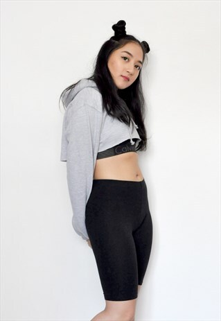 GREY SUPER CROPPED FESTIVAL HOODIE JUMPER