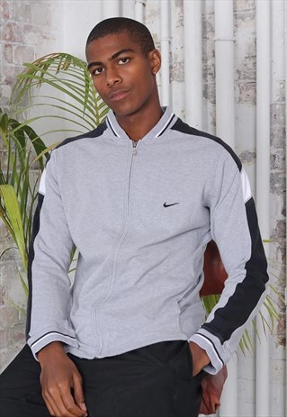 VINTAGE NIKE FULL ZIP LOGO SWEATSHIRT GREY