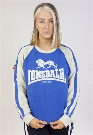 VINTAGE 90S LONSDALE LONDON BLUE/BEIGESWEATSHIRT