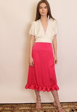Pink satin skirt 