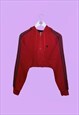 REWORKED ADIDAS RED Y2K 1/4 ZIP CROPPED HOODIE
