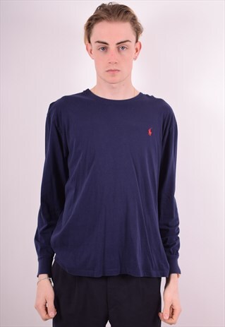 POLO RALPH LAUREN MENS VINTAGE T-SHIRT TOP LONG SLEEVE