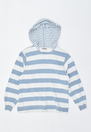VINTAGE 90'S LOTTO HOODED TOP LONG SLEEVE STRIPES BLUE