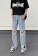 Blue Distressed Washed Denim jeans pants trousers