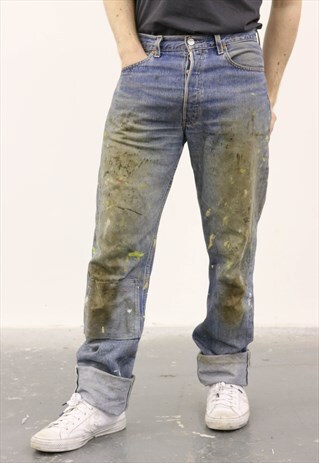 LEVI'S VINTAGE BLUE DENIM PAINT 501 JEANS