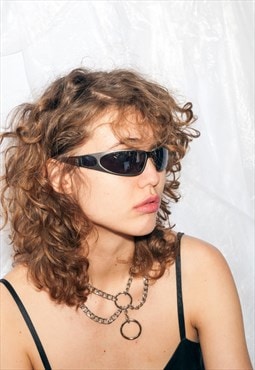 Vintage Y2K Ufo Wrap Sunglasses in Grey