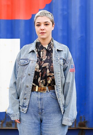 DENIM JACKET WITH USA PATCH