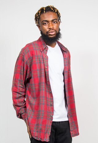 RED VINTAGE 90'S FLANNEL CHECK SHIRT