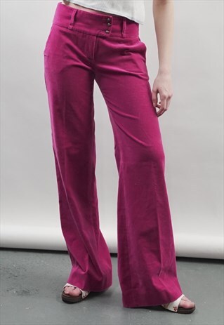 VINTAGE 80'S MISSONI PINK VELVET WIDE LEG TROUSERS