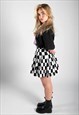 JUSTYOUROUTFIT BLACK CHECK PRINT HIGH WASITED TENNIS SKIRT 