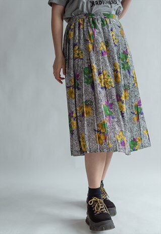 VINTAGE 70S PATTERNED MIDI SKIRT