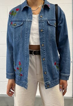 Vintage 90s Y2k Rose Embroidered Jacket