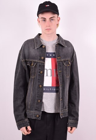 LEE MENS VINTAGE DENIM JACKET XL BLACK 90'S