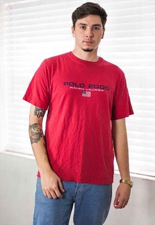 VINTAGE POLO RALPH LAUREN T-SHIRT LOGO 90S X 7.5