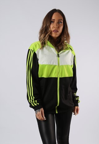 VINTAGE ADIDAS TRACK TOP JACKET OVERSIZED NEON UK 14 (O3I)