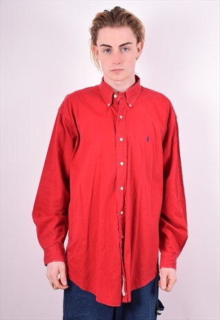 RALPH LAUREN MENS VINTAGE SHIRT LARGE RED 90'S