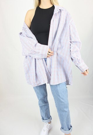 VINTAGE TOMMY HILFIGER CHECKED SUPER OVERSIZED SHIRT DRESS