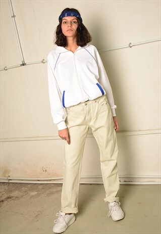 VINTAGE 90S REGULAR WAIST FESTIVAL JEANS IN BEIGE DENIM