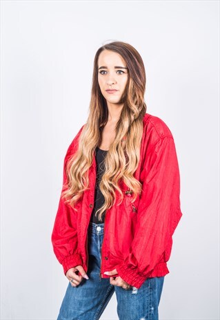 VINTAGE 1980S FESTIVAL RED BOMBER JACKET