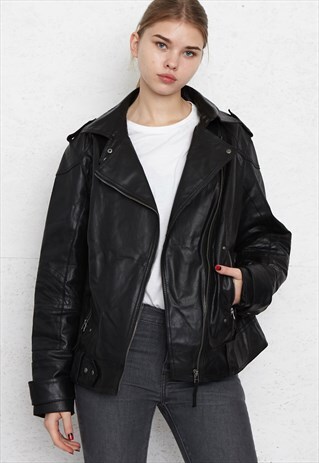 VINTAGE BLACK RAINBOW LEATHER JACKET