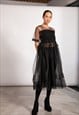 BLACK TULLE DRESS, SHEER PARTY DRESS, TULLE COCKTAIL DRESS