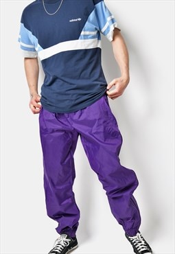 Retro lightweight wind pants in purple colour Vintage 80s 