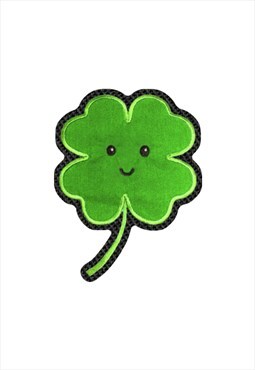 Embroidered Happy Clover Applique iron on patch/sew on patch