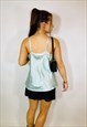 VINTAGE 00S Y2K SATIN PASTEL BLUE CAMI TOP