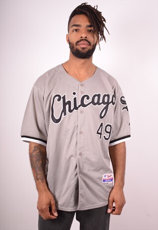 MAJESTIC MENS VINTAGE CHICAGO WHITE SOX JERSEY XL GREY 90'S