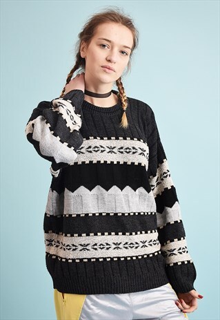 90'S RETRO OVERSIZED JAZZY DADS KNIT JUMPER