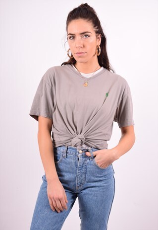 POLO RALPH LAUREN WOMENS VINTAGE T-SHIRT TOP SMALL GREY 90'S