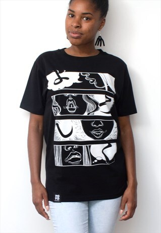 YOROSHIKU CLASSIC: MANGA ORGANIC T-SHIRT IN BLACK (LIPS)