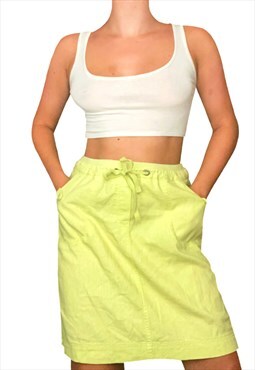 Vintage Y2K 90's/00's Lime Green Drawstring Midi Skirt