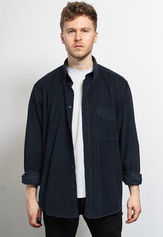 VINTAGE CORDUROY CORD SHIRT BLUE