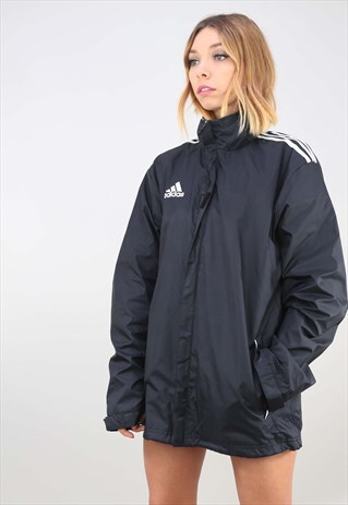 VINTAGE RETRO BLACK ADIDAS FESTIVAL RAIN JACKET