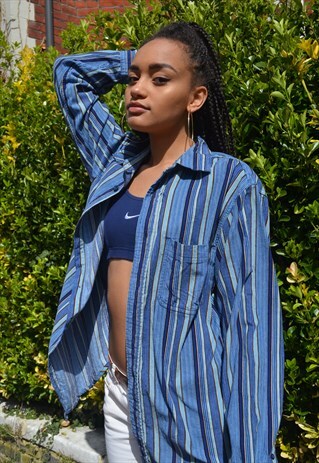 STRIPED VELVET BLUE SHIRT
