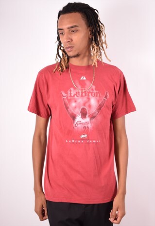 MAJESTIC MENS VINTAGE LE BRON T-SHIRT TOP LARGE RED 90S