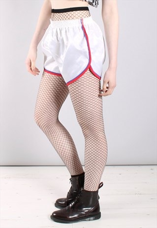 VINTAGE 80S WHITE SATIN SHINY SPRINTER SHORTS