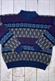 VINTAGE 90S KNITTED KNIT JUMPER SWEATSHIRT GRANDAD