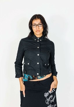 Vintage 00s  Goth Cropped Jacket With Metallic Buttons
