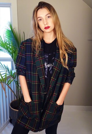 TARTAN VINTAGE WOOL BLEND BLAZER