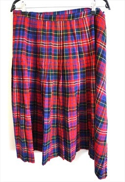 Vintage 90s Wrap Skirt Midi Green Check School girl Student