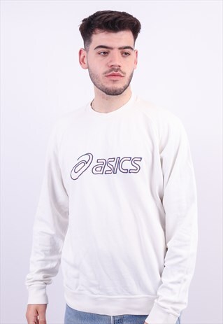 Vintage Asics Embroided Sweatshirt in White