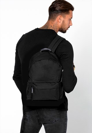 STAPLE BLANK RUCKSACK BACKPACK BAG - BLACK