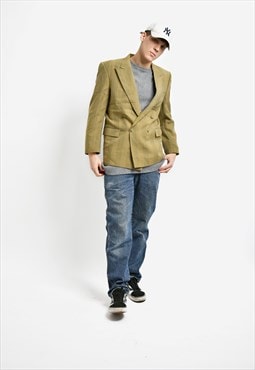 Vintage 80s blazer brown retro semi wool 90s jacket for men