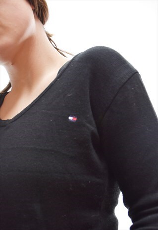 VTG 90S TOMMY HILFIGER V NECK KNITTED JUMPER