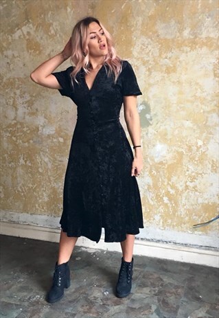 CRUSHED VELVET MIDI DRESS